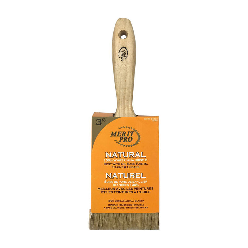 Merit Pro 3" Natural White China Bristle Brush