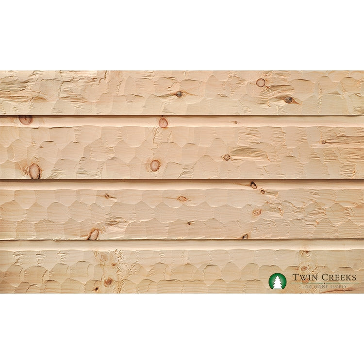 5/4x12 White Pine Chink Log Siding - Scallop Hewn (Installed)  