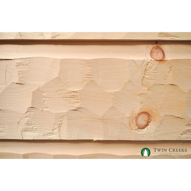 5/4x12 White Pine Chink Log Siding - Scallop Hewn (Installed)  