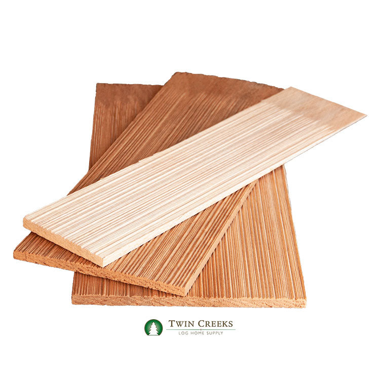 Western Red Cedar R&R Sidewall Shingles (Variable Widths) - Grooved Texture