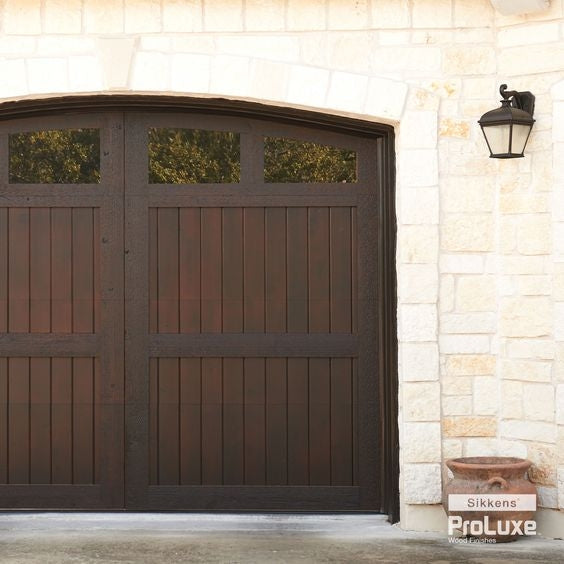 Rubbol Solid Stain - Oxford Brown (058) Applied on Garage Door